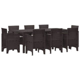 Garden Dining Set 9 pcs Brown Polt rattan