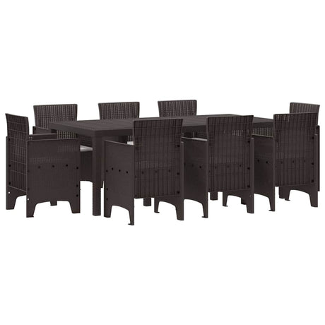 Garden Dining Set 9 pcs Brown Polt rattan