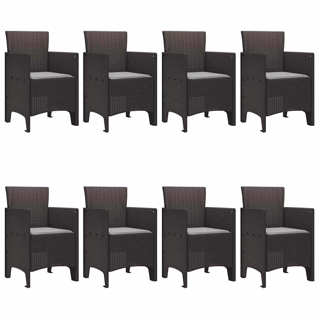 Garden Dining Set 9 pcs Brown Polt rattan