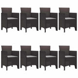 Garden Dining Set 9 pcs Brown Polt rattan