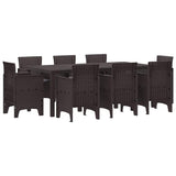 Garden Dining Set 9 pcs Brown Polt rattan