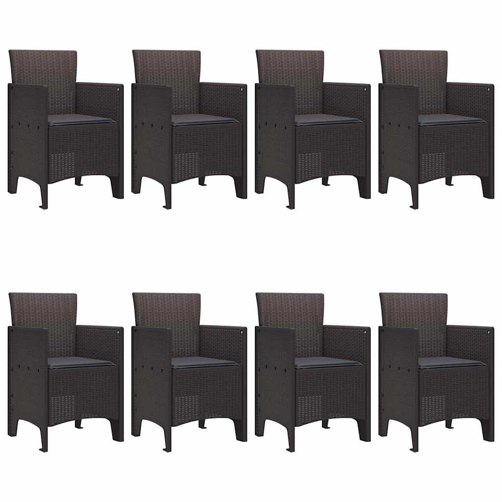 Garden Dining Set 9 pcs Brown Polt rattan
