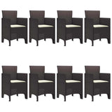 Garden Dining Set 9 pcs Brown Polt rattan