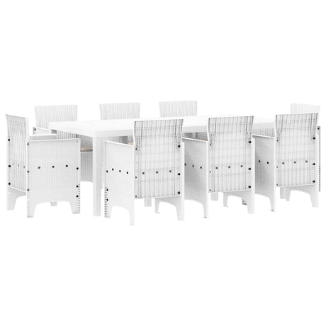 Garden Dining Set 9 pcs White Polt rattan