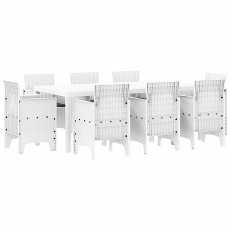 Garden Dining Set 9 pcs White Polt rattan