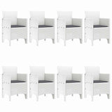 Garden Dining Set 9 pcs White Polt rattan