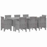 Garden Dining Set 9 pcs Light Grey Polt rattan