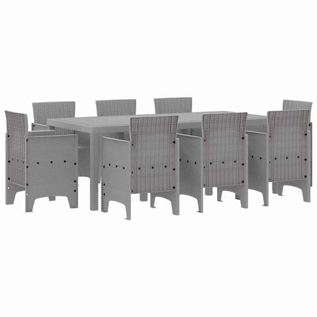Garden Dining Set 9 pcs Light Grey Polt rattan