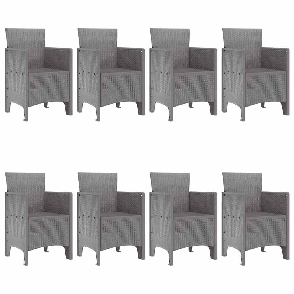 Garden Dining Set 9 pcs Light Grey Polt rattan