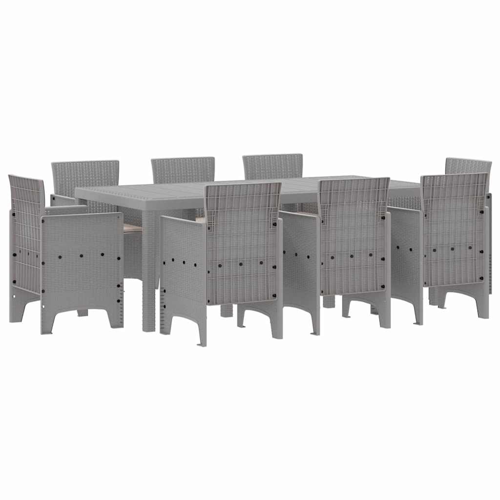 Garden Dining Set 9 pcs Light Grey Polt rattan