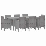 Garden Dining Set 9 pcs Light Grey Polt rattan
