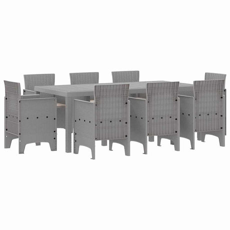 Garden Dining Set 9 pcs Light Grey Polt rattan
