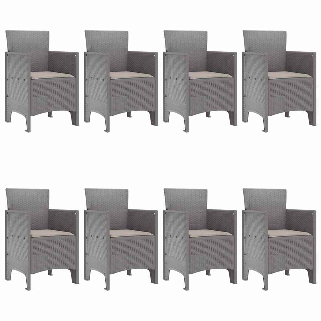Garden Dining Set 9 pcs Light Grey Polt rattan