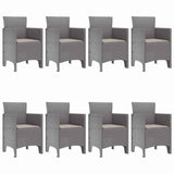Garden Dining Set 9 pcs Light Grey Polt rattan