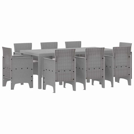Garden Dining Set 9 pcs Light Grey Polt rattan
