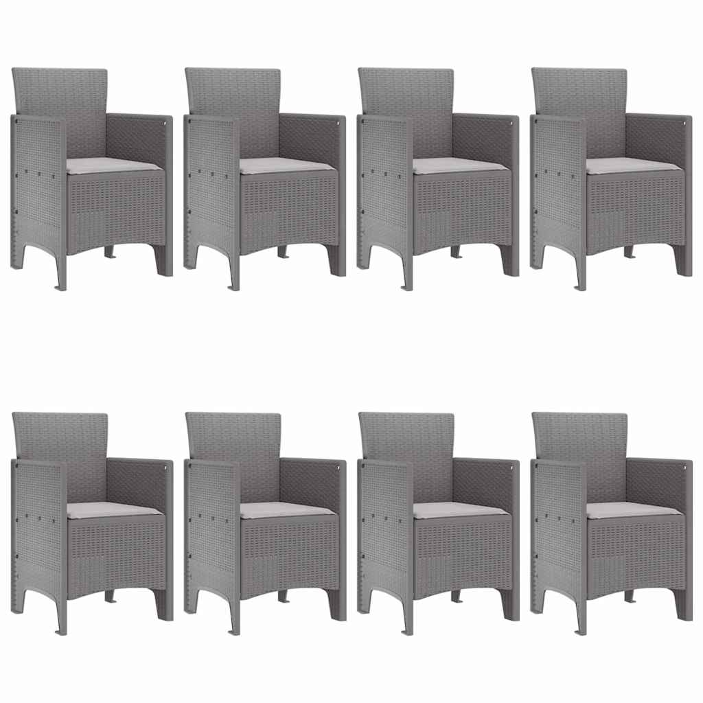Garden Dining Set 9 pcs Light Grey Polt rattan