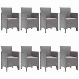 Garden Dining Set 9 pcs Light Grey Polt rattan