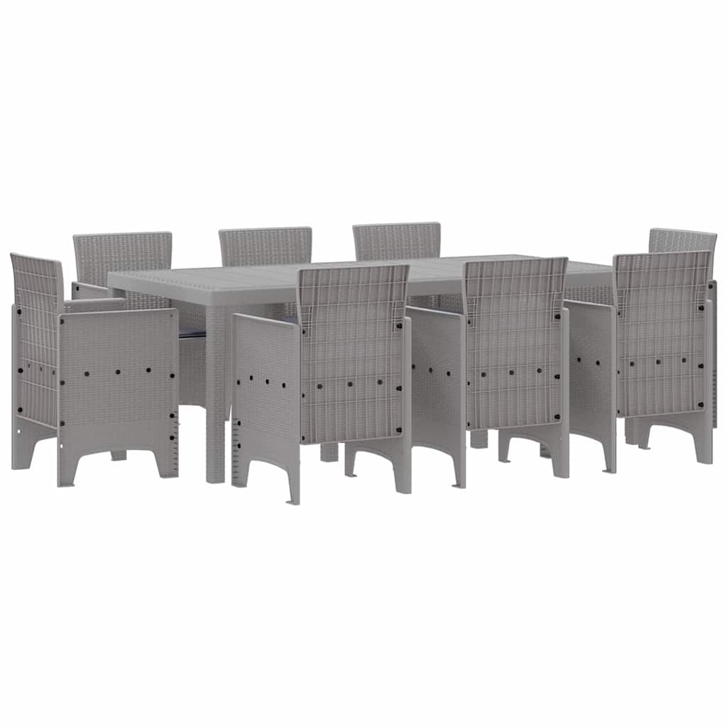 Garden Dining Set 9 pcs Light Grey Polt rattan