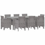 Garden Dining Set 9 pcs Light Grey Polt rattan