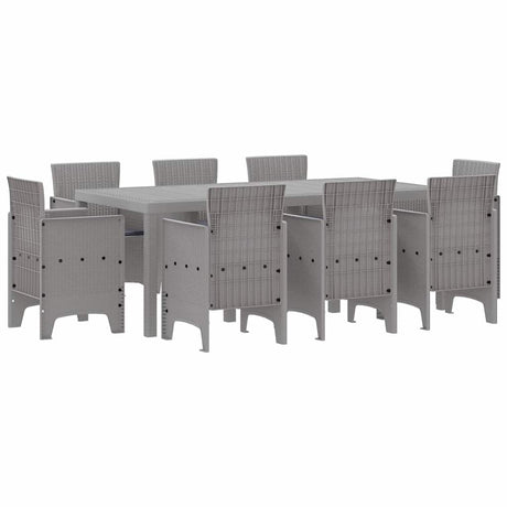 Garden Dining Set 9 pcs Light Grey Polt rattan