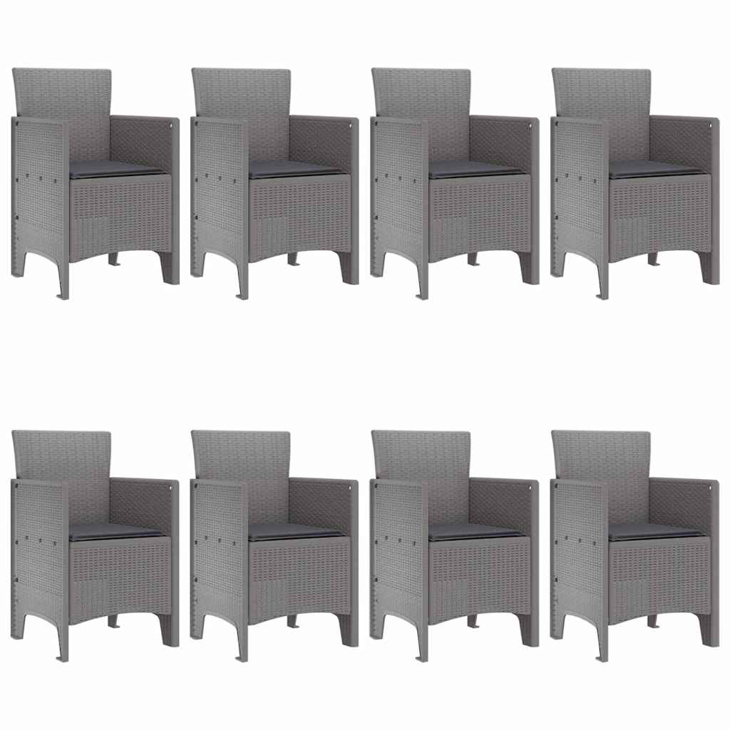 Garden Dining Set 9 pcs Light Grey Polt rattan