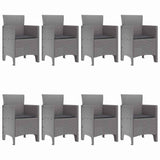Garden Dining Set 9 pcs Light Grey Polt rattan