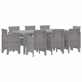 Garden Dining Set 9 pcs Light Grey Polt rattan