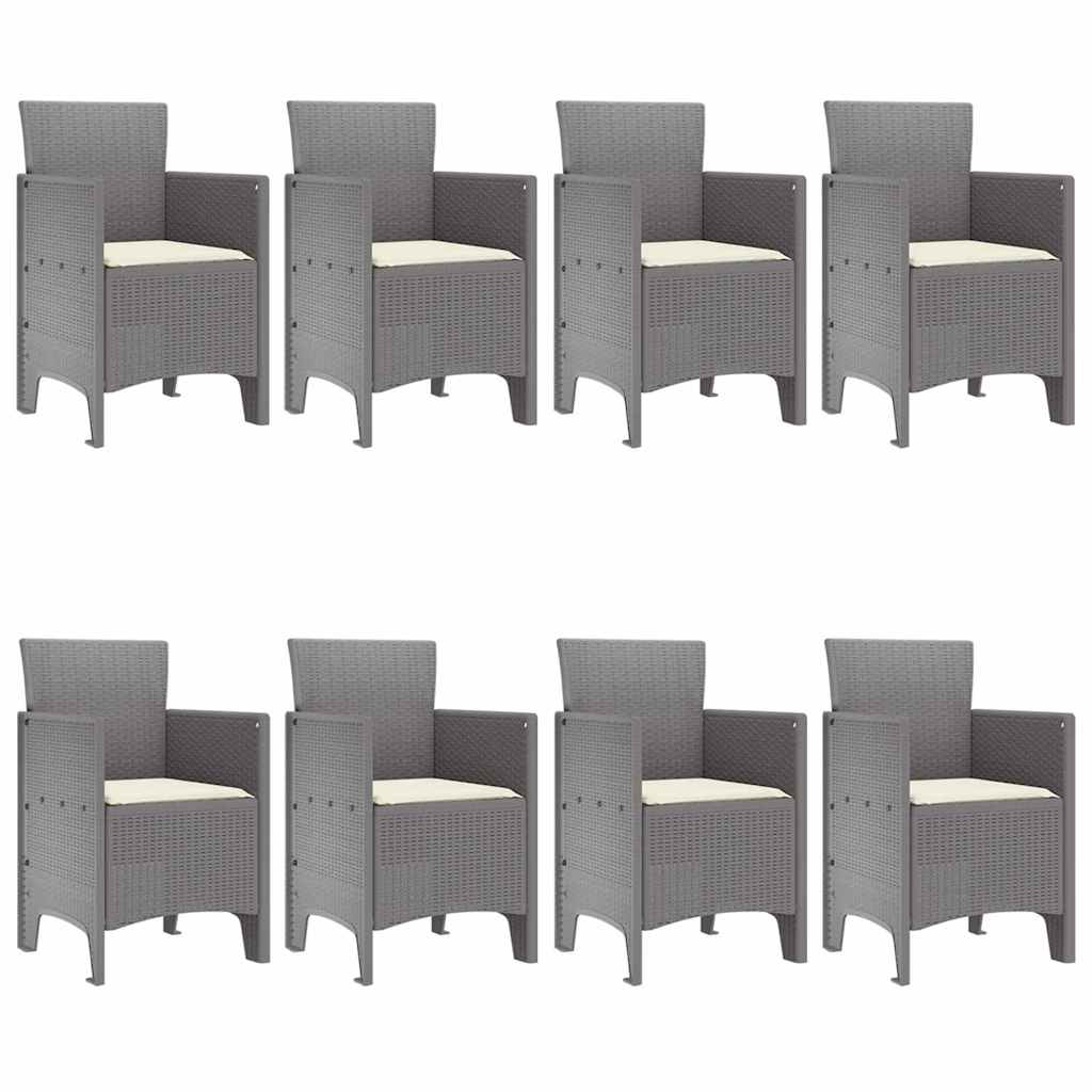 Garden Dining Set 9 pcs Light Grey Polt rattan