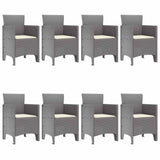 Garden Dining Set 9 pcs Light Grey Polt rattan