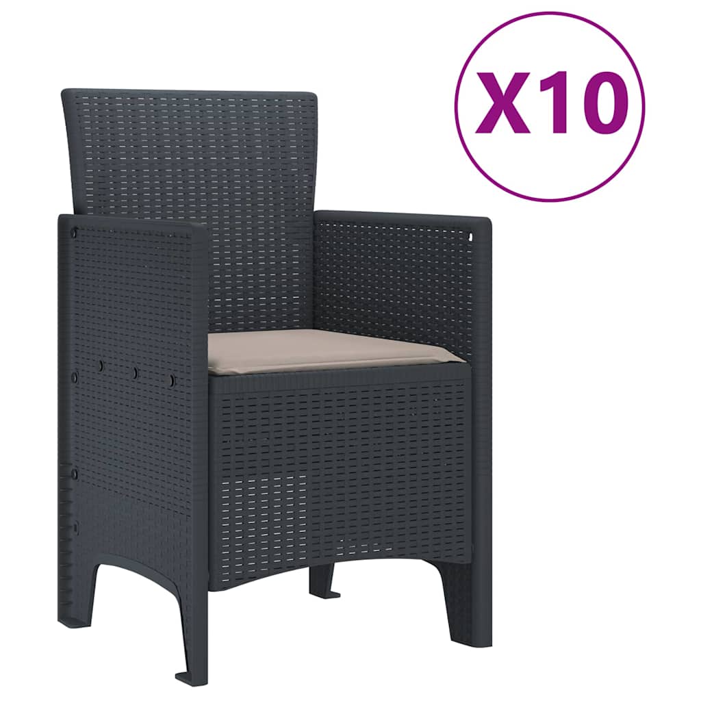 Garden Dining Set 11 pcs Anthracite Polt rattan