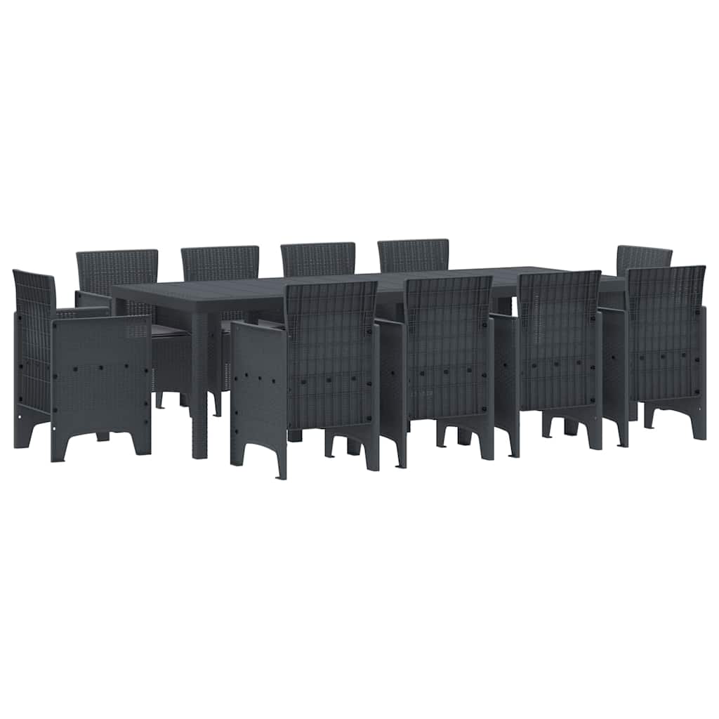 Garden Dining Set 11 pcs Anthracite Polt rattan