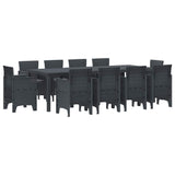 Garden Dining Set 11 pcs Anthracite Polt rattan