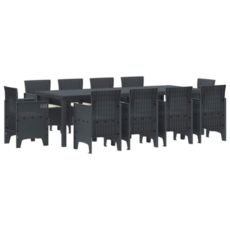Garden Dining Set 11 pcs Anthracite Polt rattan