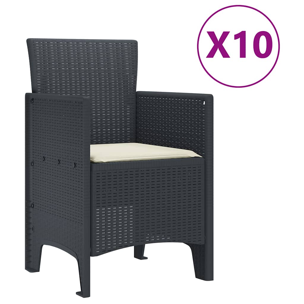 Garden Dining Set 11 pcs Anthracite Polt rattan