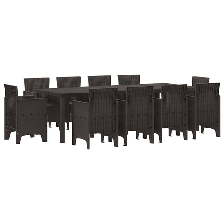 Garden Dining Set 11 pcs Brown Polt rattan