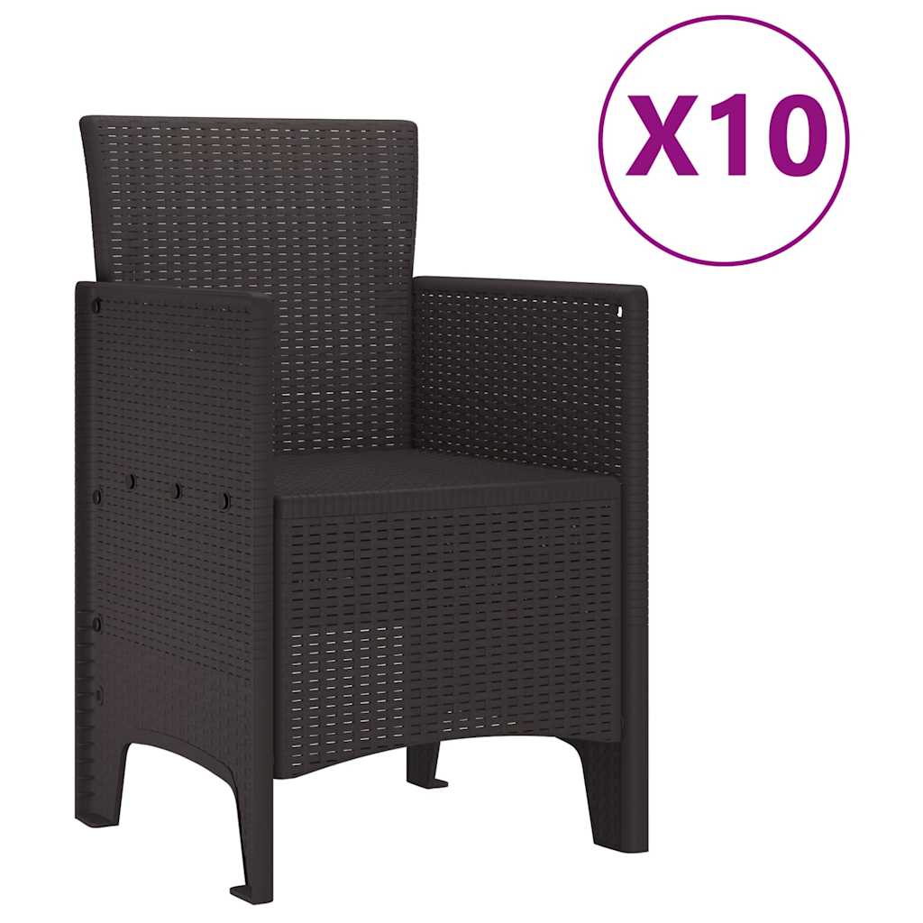 Garden Dining Set 11 pcs Brown Polt rattan