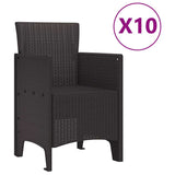 Garden Dining Set 11 pcs Brown Polt rattan