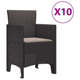 Garden Dining Set 11 pcs Brown Polt rattan