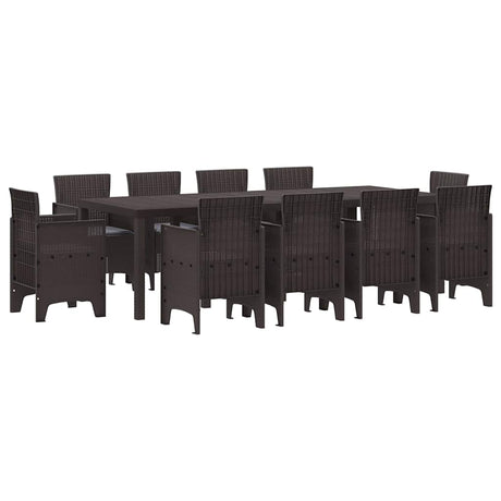 Garden Dining Set 11 pcs Brown Polt rattan