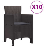 Garden Dining Set 11 pcs Brown Polt rattan