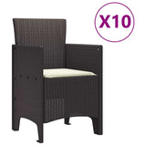 Garden Dining Set 11 pcs Brown Polt rattan