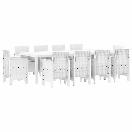 Garden Dining Set 11 pcs White Polt rattan