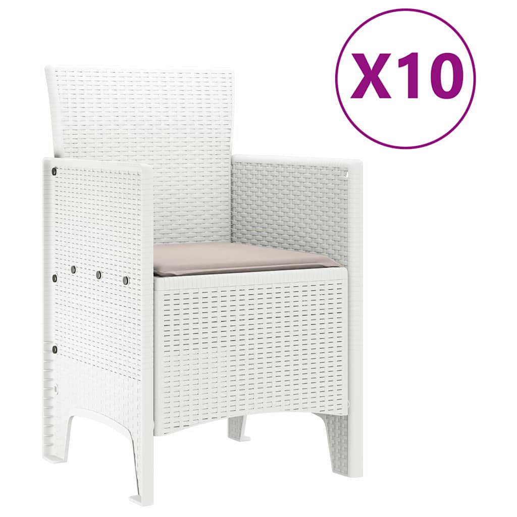 Garden Dining Set 11 pcs White Polt rattan