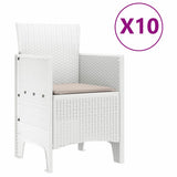 Garden Dining Set 11 pcs White Polt rattan