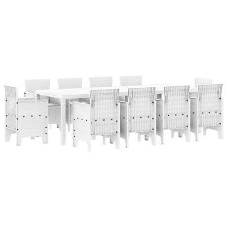 Garden Dining Set 11 pcs White Polt rattan