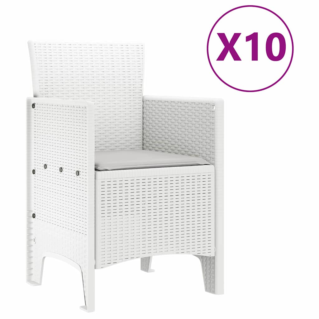 Garden Dining Set 11 pcs White Polt rattan