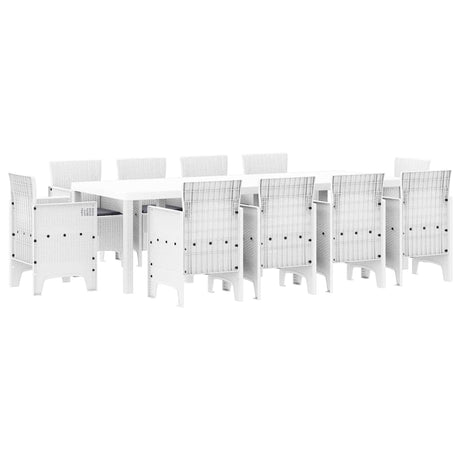 Garden Dining Set 11 pcs White Polt rattan