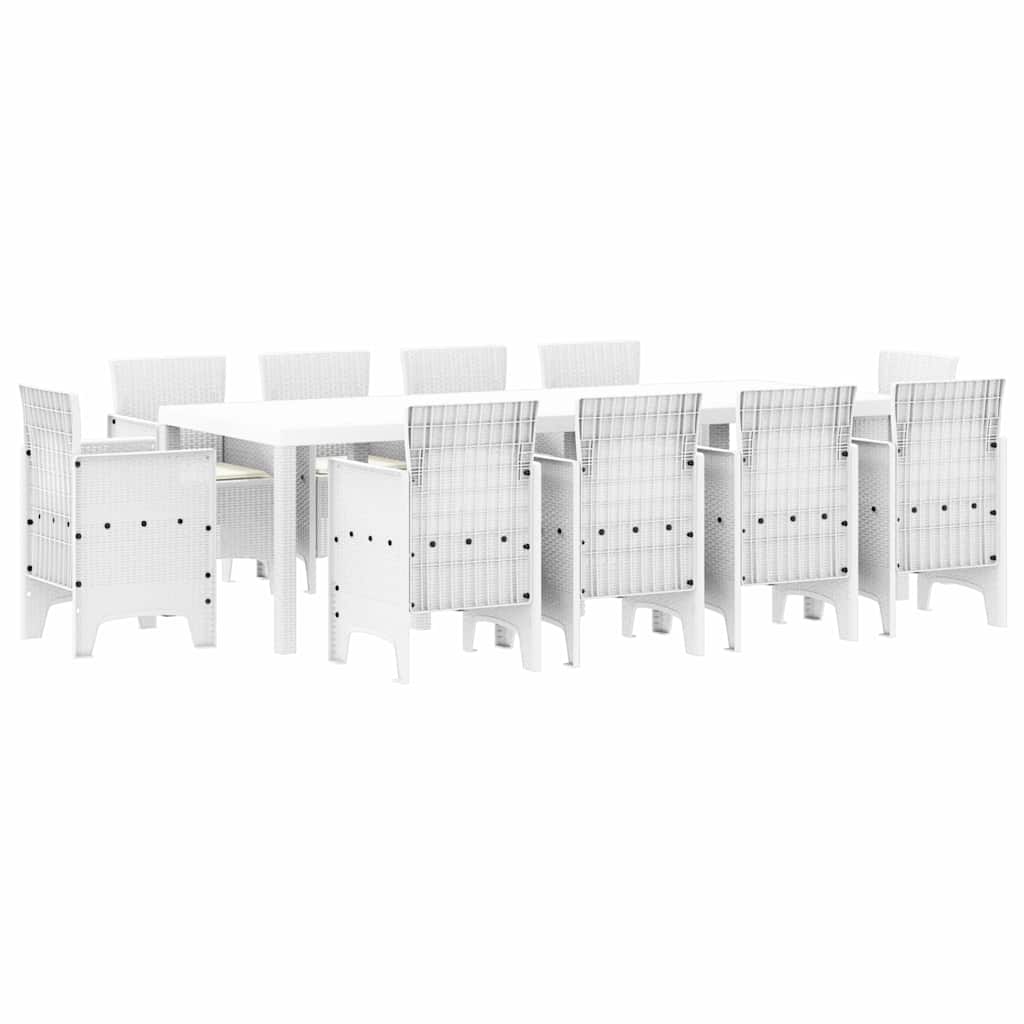 Garden Dining Set 11 pcs White Polt rattan