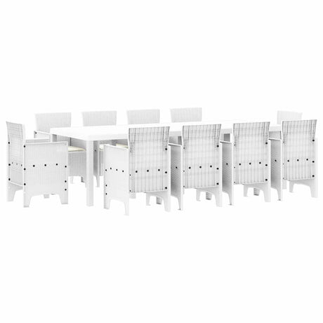 Garden Dining Set 11 pcs White Polt rattan
