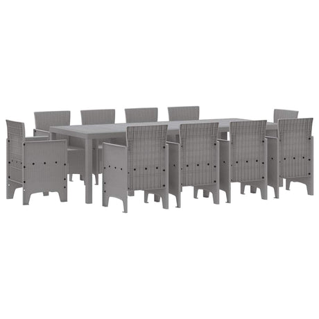 Garden Dining Set 11 pcs Light Grey Polt rattan